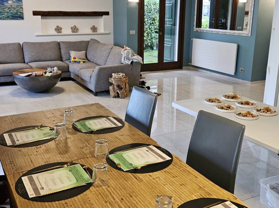 Dinner table set and ready before the family's return, Brienno, Lake Como
