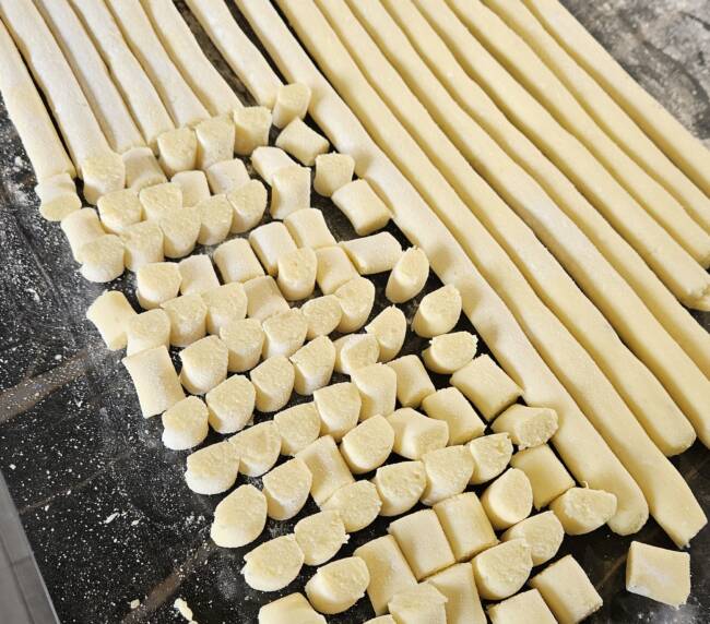 Raw potato gnocchi made with rice flour, gluten-free preparation, Molina, Lake Como