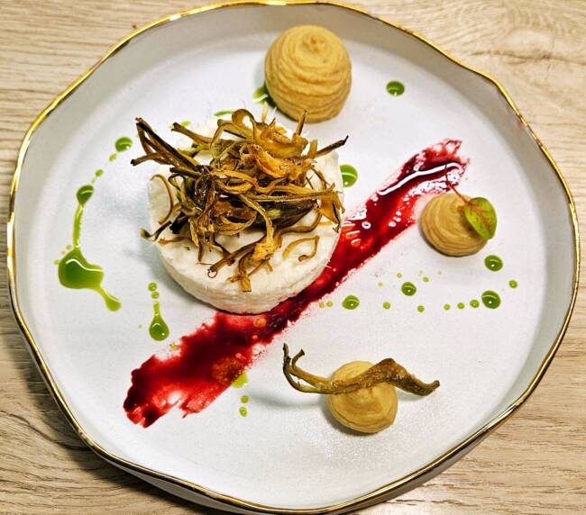 reamed salt cod with chickpea purée and fried artichokes, Argegno, Lake Como