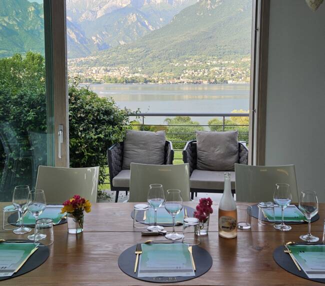 Dinner table set for a family stay, Argegno, Lake Como